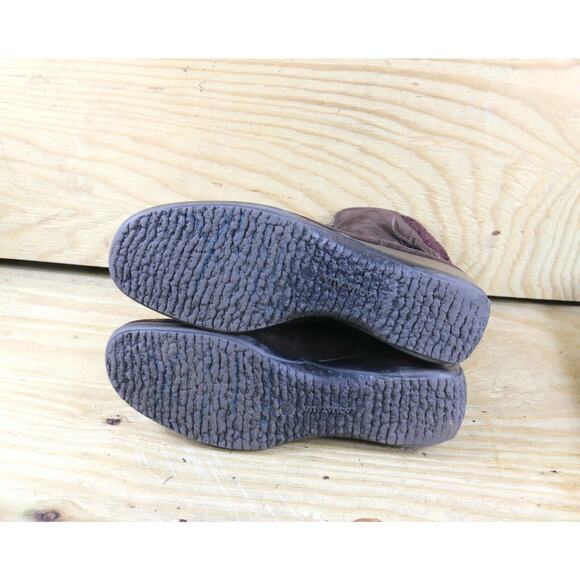 Aquatalia Boots Womens 8 Brown Suede Mia Knit Wedge Zip Ankle Bootie - Picture 5 of 9